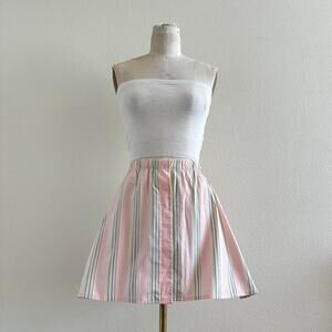 handmade pink yellow blue pastels striped mini skirt